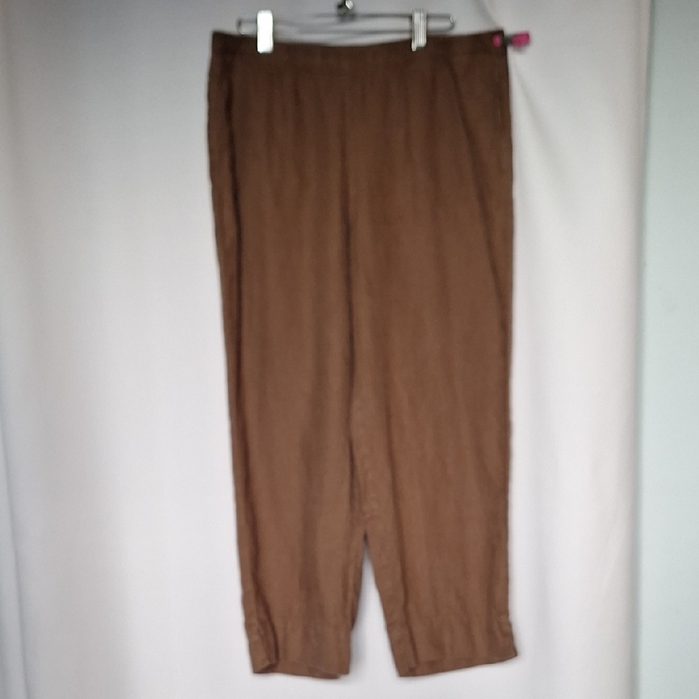 J. Jill Love Linen Chocolate Brown Casual 100% Linen Pants Size M